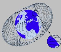 Picture showing electric and magnetic fields around the earth